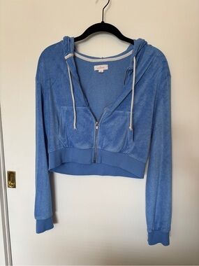 Blue cropped zip up jacket